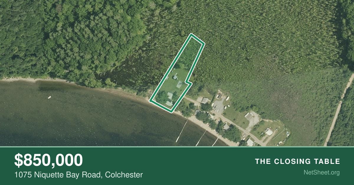 Aerial view of 1075 Niquette Bay Road, Colchester