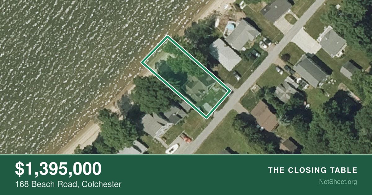 Aerial view of 168 Beach Road, Colchester
