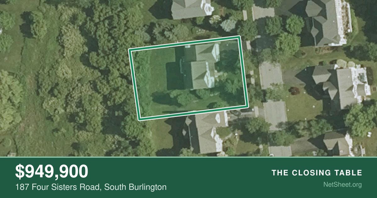 Aerial view of 187 Four Sisters Road, South Burlington