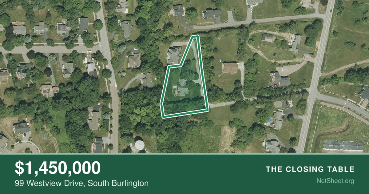 Aerial view of 99 Westview Drive, South Burlington