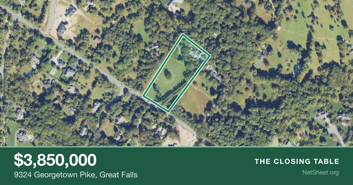 Aerial view of 9324 Georgetown Pike, Great Falls