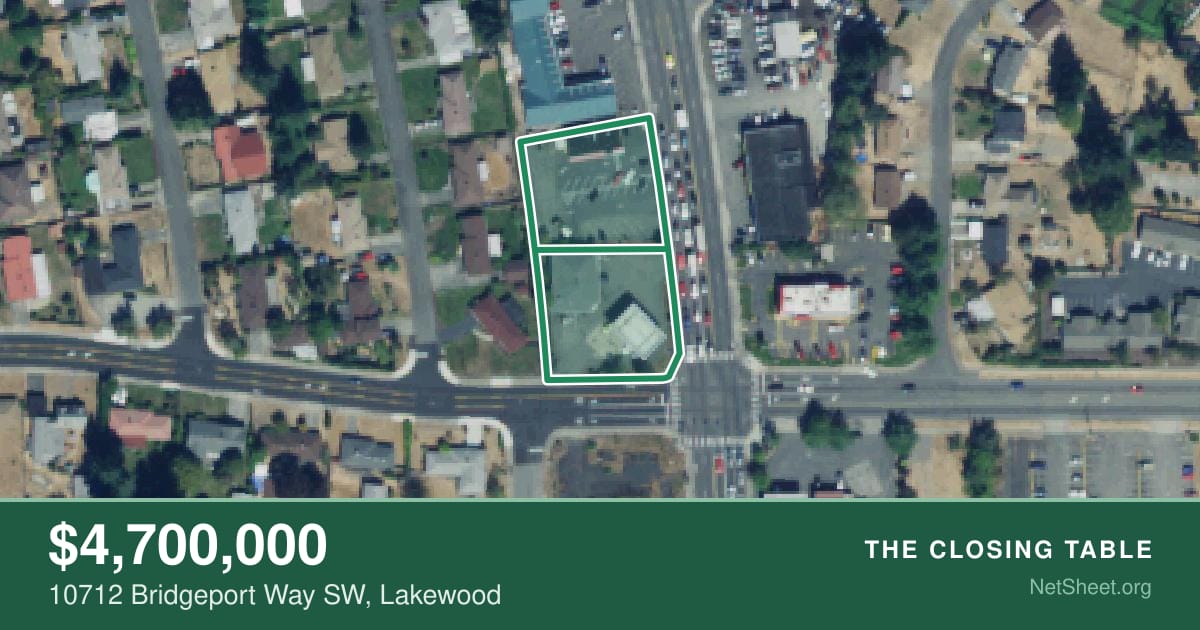 Aerial view of 10712 Bridgeport Way SW, Lakewood